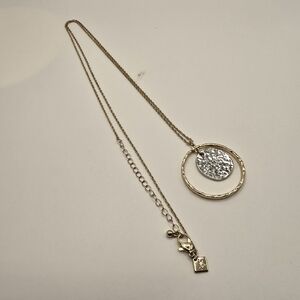 Vintage T&R Mixed Metal Hammered Disc Necklace